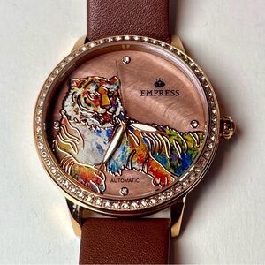 Empress Tiger Watch With Brown Leather Band